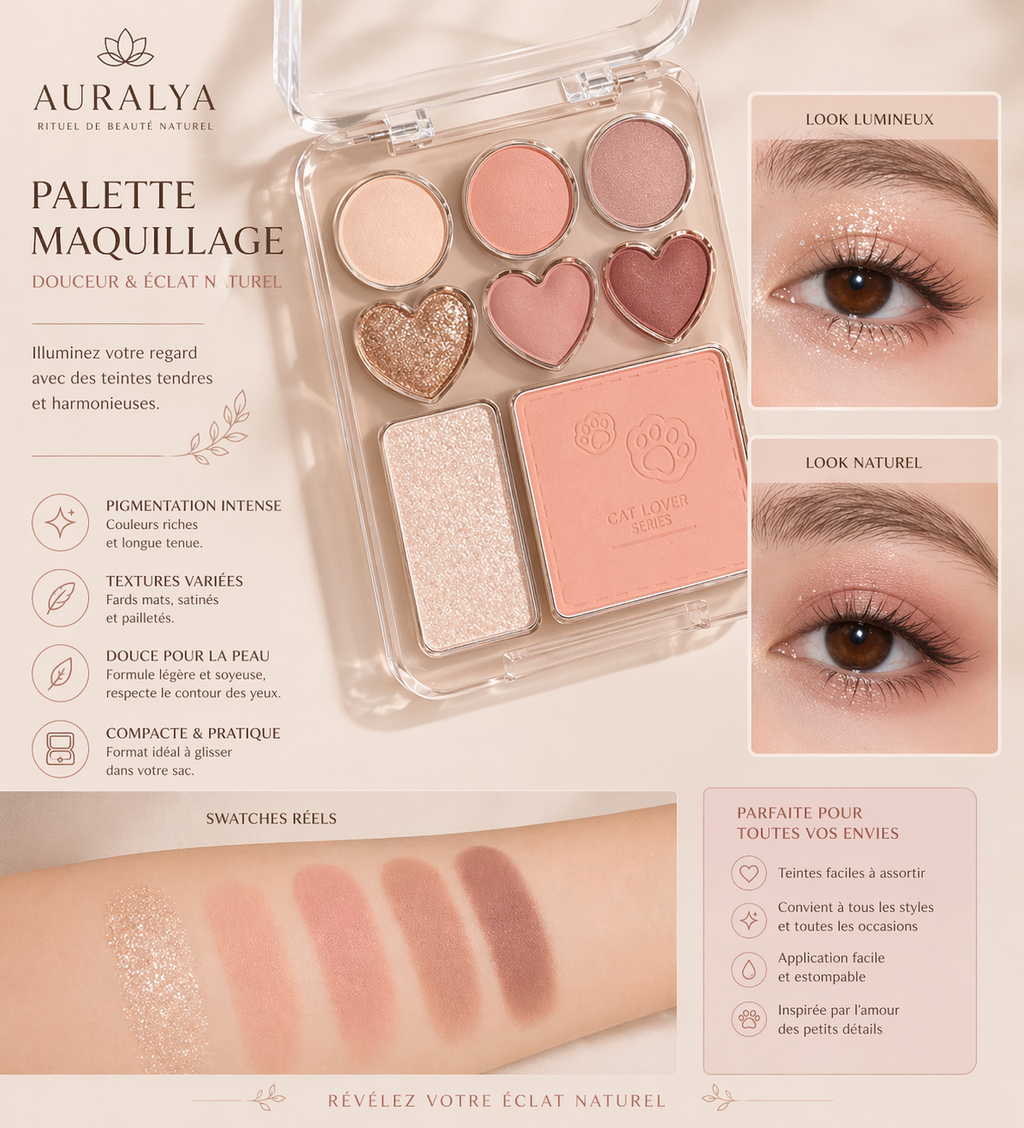 Palette Fards à Paupières 8 Couleurs — Regard Envoutant & Maquillage Longue Tenue